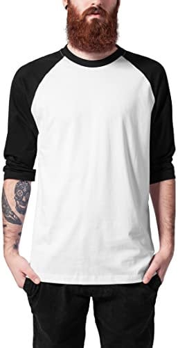 Urban Classics Herren Regular Fit T-Shirt Contrast 3/4 Sleeve Raglan Tee TB366, Gr. XXXXX-Large (Herstellergröße: 5XL), Mehrfarbig (Wht/Blk 224)