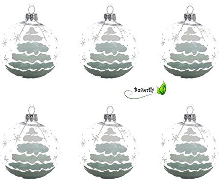 Weihnachtskugeln Tannenbäume und Schneeflocken Glas 8cm x 6 Stück Christbaumkugeln modern mintgrün eukalyptus