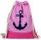 ChamCham Damen-Rucksackhandtasche Stoff Anker Motiv Anchor Turnbeutel (Pink)