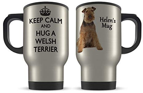 14oz Personalised Keep Calm and Hug A Welsh Terrier Aluminium Travel Mug