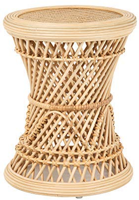 Kouboo Coron Rattan, Beistell- und Pflanzgefäß-Ständer, naturfarbener Hocker, Braun