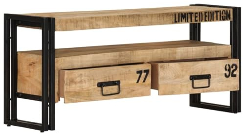 vidaXL Handmade TV Cabinet in Solid Mango Wood with Drawers and Compartment - Durable, Polished, Painted and Lacquered, Excellent for Living Room or Bedroom