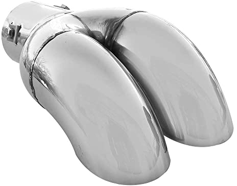 Universell Auspuffblende Gebogen Endrohr Edelstahl Auto Endrohrblenden Auspuffendrohr Auspuffrohr Tuning Schalldampf Blende Sport Rund Chrom