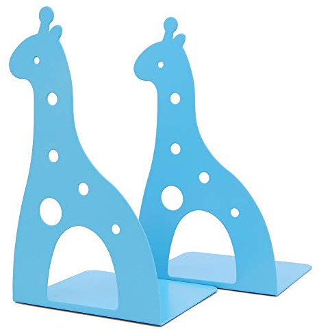 Serre-livres en métal antidérapant en forme de girafe bleu