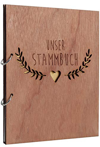 Hochzeitideal Stammbuch der Familie Familienstammbuch Holzcover inkl. Lasergravur (Serie Boho)