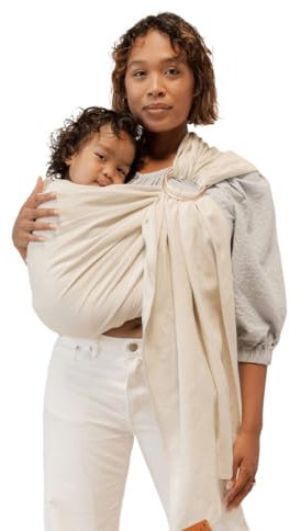 WildBird - Ringschlinge Babytrage – Neugeborene bis zu 15,9 kg – für Mütter, Väter und Betreuer – 100 % natürliche europäische Leinenfasern – vielseitig und verstellbar – 188 cm Größe – Spatzenstoff