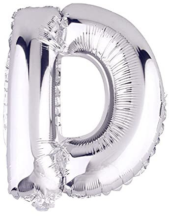 Lepep 40 cm Silber Luftballons Zahlen von 0 bis 9 Buchstaben von A bis Z Party Deko Ballons für Geburtstag Babydusche Brautparty Hochzeit Abschlussball Dekoration Folienballons (Buchstabe D)