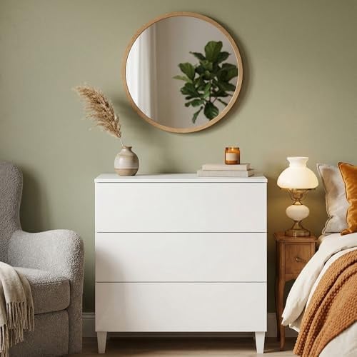 Dmora - Commode Baltimore, Commode à 3 tiroirs, Commode pour la chambre, Commode moderne, 80x40h80 cm, Blanc