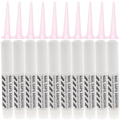 iplusmile 10pcs Pet Dog Cat Nail Covers Claw Paws Caps Soft Gel Protector Adhesive Glue Pet Accessories Claw Caps Gel Protectors with Adhesive for Paws (with Pointed)