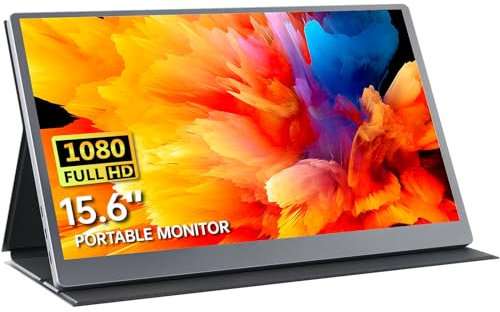 Glattol Upperizon Portable Monitor 15.6 Inch 1080P IPS Travel Monitor with Speaker Mini HDMI Dual USB-C Portable Monitor for Laptop MacBook PC Surface Xbox Switch PS5 with Cover