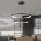 LED pendelleuchte Esstisch,Dimmbar mit Fernsteuerung Modern Pendellampe Schwarz Rund 2-Ring Höhen-Verstellbar Esszimmer Decken-Hängeleuchte für Wohnzimmer Office Flur Beleuchtung,70W,φ60+80CM