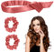 URAQT Heatless Hair Curler Band, Silk Hair Curler Ribbon, Rutschfest Heatless Lockenwickler, Hair Lockenstab Hair Rollers für DIY-Styling, Locken Ohne Hitze Band mit Scrunchies für Lange Haare (Rot)