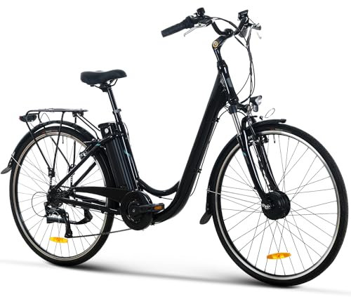 28 Zoll EBike, Elektrofahrrad mit Abnehmbarem Akku 36 V 10.4Ah, Reichweite Bis Zu 35 – 90 km, Maximale Geschwindigkeit 25 km/h, Shimano 7 Geschwindigkeit, E-Bike für Herren, Frauen