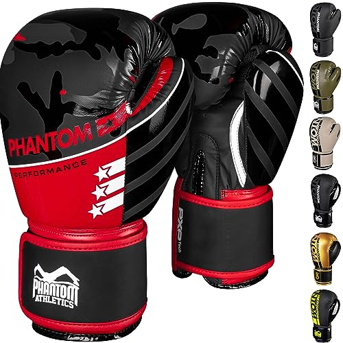 Phantom Boxhandschuhe APEX | MMA Thai Boxing Gloves | Männer (Raider - Schwarz/Rot, 14 Oz)