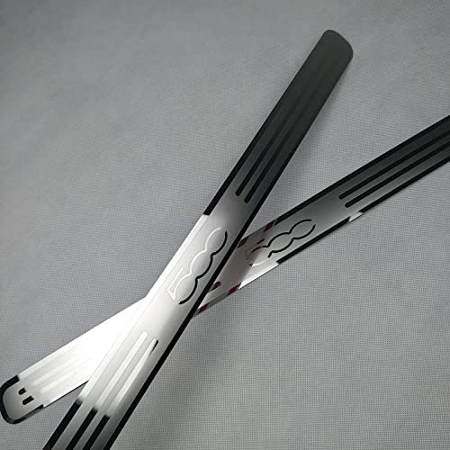 EAGLEG 2 Pezzi Acciaio Inox Battitacco per Auto Sticker, per Fi-at 500 500C, Esterno Battitacco Protezione Plates Anti-Graffio Scuff Adesivi Decorativi Accessori,Silver