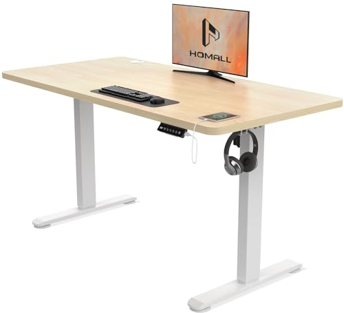 Homall Desk, Metal, Beige, 120 x 60 cm