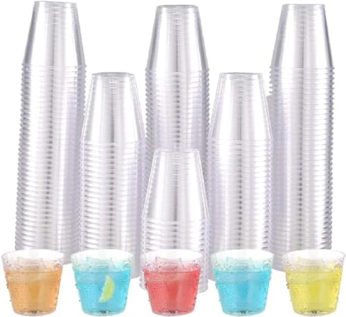 Atildp 150 Stück Schnapsgläser, Bruchsichere 3cl/30ml Plastikbecher, Transparent Schnapsbecher- Stabil & Wiederverwendbarer Trinkbecher für Partys