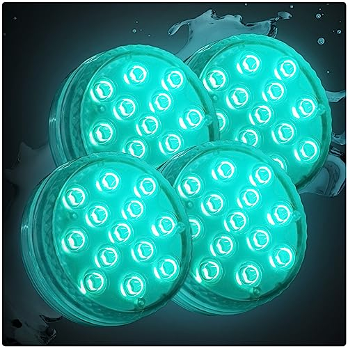 PRECORN 4er Set Poolbeleuchtung LED Unterwasser Licht inkl Fernbedienung Pool Licht mit 13 LED Unterwasserlicht Teichbeleuchtung Whirlpool