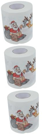SOLUSTRE 3 Stück Rolle Neuheit Toilettenpapier Weihnachtsstrumpffüller Lustiges Toilettenpapier Weihnachts- Mit Weihnachtsdruck Weihnachten Serviette