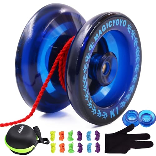 MAGICYOYO K1 JoJo Responsive JoJo für Kinder, Teen, Anfänger Yo-yo, Erwachsene Jo-jo, Profi Jojos für Mädchen, Jungen, Magic Yoyo K1 Jo Jo Ball Kunststoff mit 12 Jo-jo-Saiten Set, Marineblau