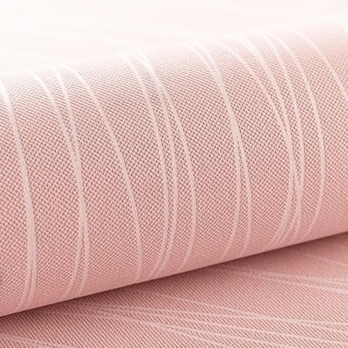 Snewvie Striped Wallpaper Pink Plain Textured Wallpaper Non-Woven 3D Embossed Glitter Geometric Wall Paper for Bedroom Adults Teenager Living Room Lounge Hallway Stairs