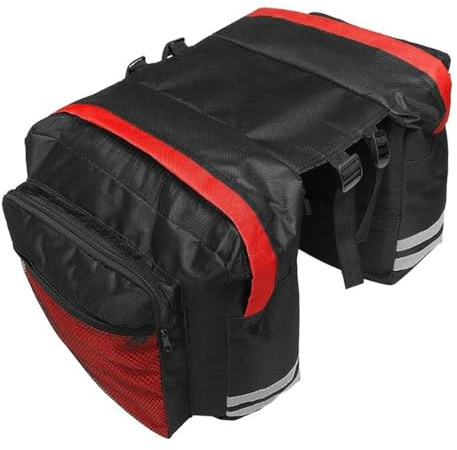 TopHomer Fahrrad-Gepäckträgertasche, Fahrrad-Satteltasche mit reflektierendem Streifen, doppelte Fahrradtasche mit Mehreren Taschen für Radfahrer