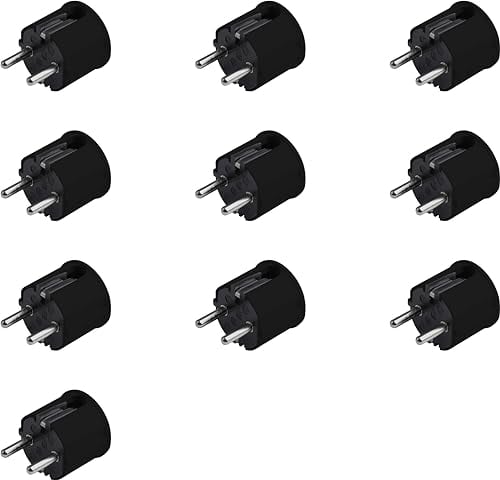 Meister Schutzkontakt-Stecker - 10 Stück - Kunststoff - schwarz - 250 V 16 A - Max. Kabelquerschnitt 2,5 mm² - IP20 Innenbereich - Seitliche Einführung / Schuko-Stecker mit Zugentlastung / 7421680