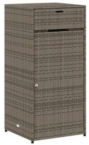 Willood Gartenschrank Grau 55x55x111 cm Poly Rattan Geräteschrank mit viel Stauraum, Beistellschrank Schrank mit Türen, Balkonschrank Terrassenschrank