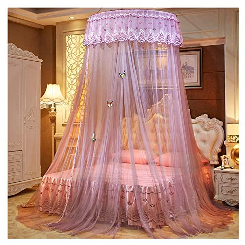 Betthimmel-Moskitonetz für Bett mit großem hängendem Queen-Himmelbett-Vorhangnetz für oder Erwachsene (Farbe: Rosa)