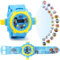 Kinderprojektionsuhr, Kinder Cartoon Uhr, 24 Verschiedene Bilder Projektor Uhr, Hund Blau Gelb Elektronische Armbanduhr, Einstellbare Digitale Projektionsuhr, für Jungen Mädchen