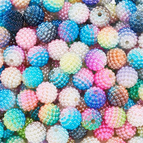 Beadthoven 150 Stück 15 mm Perlen, Kaugummi-Perlen, bunte Meerjungfrauen-Perlen, Kunststoff, Acryl, Blasen, Kaugummi, lose Abstandshalter für Schmuckherstellung, Armbänder, Halsketten,