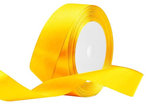 Gelb Satinband 25mm x 22 Meters Stoffbänder für Geschenkverpackungen, Blumensträuße, Kunsthandwerk und Hochzeitsdekoration