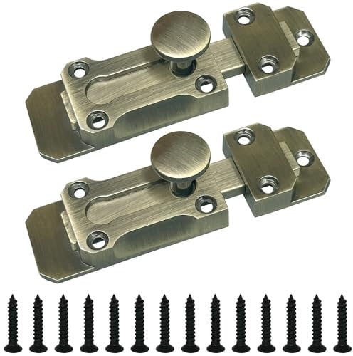2 cerrojos para puerta corredera, pestillos de seguridad antiguos para puertas y ventanas (bronce)