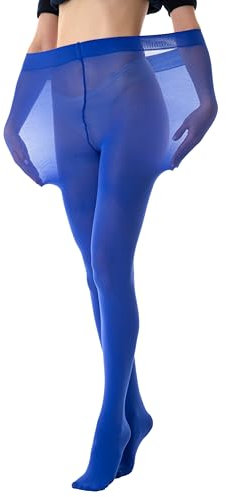 Gi&Gi Collants pour femme grandes tailles, collants mats taille forte, 280 deniers, N 1481, bleu, XL-XXL Plus