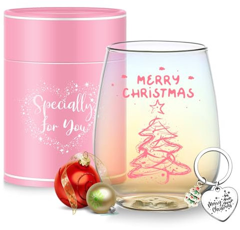 Gifts for Women Christmas Mugs Funny Gifts for Her Stocking Fillers Personalised Christmas Tree Gift Stemless Wine Glasses Xmas Glass Mum,Sister,Grandma,Best Friends Xmas Gift Christmas Decorations