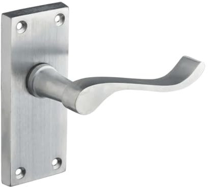 Designer Levers - Victorian Scroll Lever Door Handles - Satin Chrome - 1 Pair - Latch Door Handle - Interior Use - Short Latch