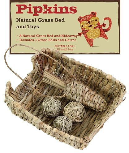 Pipkins Kleintierspielzeug – Grasbett, Grasball und Gras-Karotten-Packung
