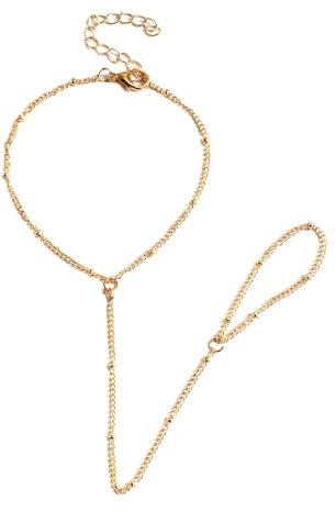 FDEETY Elegante Ykette Handkette Armband Fingerring Verbindung Gliederkette Armschmuck Handschmuck Damenarmband
