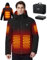 Brimekey Veste Chauffante Homme, Doudoune Chauffante Électrique Batterie 7.4V 12000mAh, Imperméable Veste Chauffante avec Capuche Amovible pour la Pêche Extérieur Ski