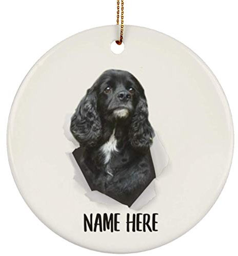 Weihnachten Deko Mit Schnur Weihnachtsanhänger Keramik Christbaumschmuck Anhänger Geschenkanhänger Niedlicher Englischer Cocker Spaniel Schwarz Personalisierter Name