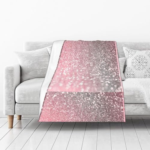 KEDDJI Rose Gold Pink Sparkle Blanket Warm Flannel Fleece Plush Soft Sofa Throw Blanket As Bed Cover/Bed Sheets 102 X 127 cm