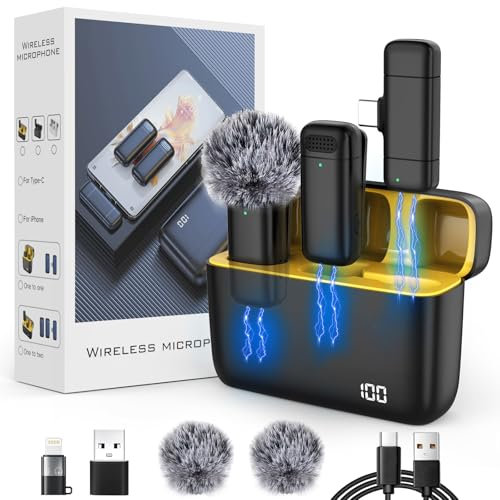 Aiwgyibo Kabelloses Lavalier Mikrofon für iPhone,iPad,Android,Mini Wireless USB-C Handy Ansteckmikrofon für Videoaufnahmen, Vlog, TikTok, YouTube, Rauschunterdrückung,Clip on Microphone Plug and Play