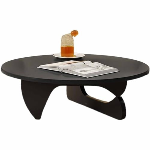 Table basse ronde rustique avec pieds incurvés - Table centrale en bois naturel pour salon - Table d'appoint moderne - D80 cm