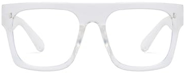 Jurchio Uni stilvolle quadratische nicht verschreibungspflichtige Brille, flache Oberseite, große Brillen, große Gläser, klare Gläser, Beige