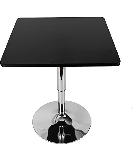 TouTToNG Bistrotisch Stehtisch Quadrat Tischplatte 60x60CM Quadratisch Gartentisch, höhenverstellbar 70-90 cm Schwarz
