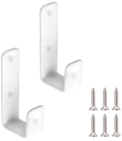 MOROBOR 2pcs PVC Coated Bed Ladder Hooks, White Iron Bunk Bed Ladder Hooks, Heavy Duty Hook Brackets for Bed Decoration Tool