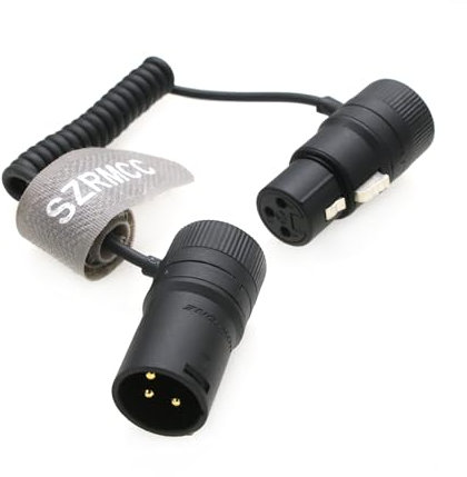 SZRMCC Low-Profile 3-Pin XLR Male to Female Right Angle Coiled Cable for Sound Devices 633/688/302/552 Mixer/Recorder, Zaxcom, Zoom F6, Sony PXW-FX9 (Black)