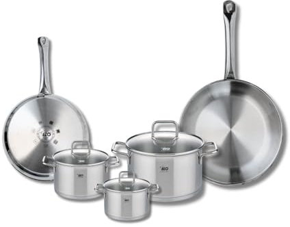 ELO 9503150 Kochgeschirr-Set, 5-teilig, 2 Bratpfannen 24 und 28 cm und 3 Kochtöpfe 12, 14 und 20 cm Elo Profi, Citrin, Edelstahl, Induktion
