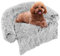 GOPLUS Cama Relajante de Felpa para Perros, Colchón Esponjoso con Cubierta Desmontable Lavable y Base Antideslizante, Cama con Suave Soporte para el Cuello y Asa de Transporte para Mascotas (S,Blanco)