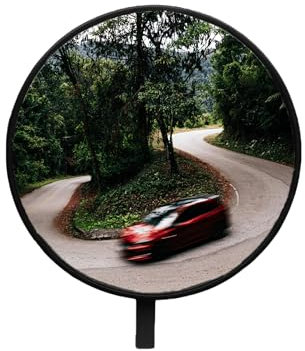 Espejo Convexo de 60cm ZincOrange – Espejo de Seguridad para Puntos Ciegos, Aparcamientos, Garajes y Almacenes – Uso Interior y Exterior (negro, 60cm)